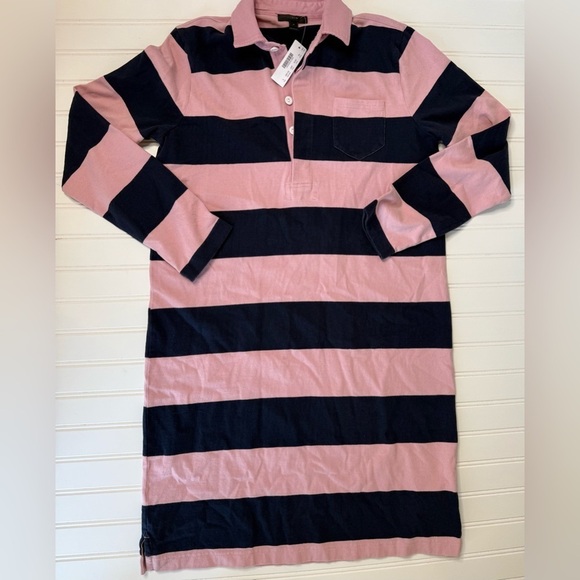 J. Crew Dresses & Skirts - J.Crew Always Pink Blue Striped Rugby Dress Shirt Collared Small NEW 1701